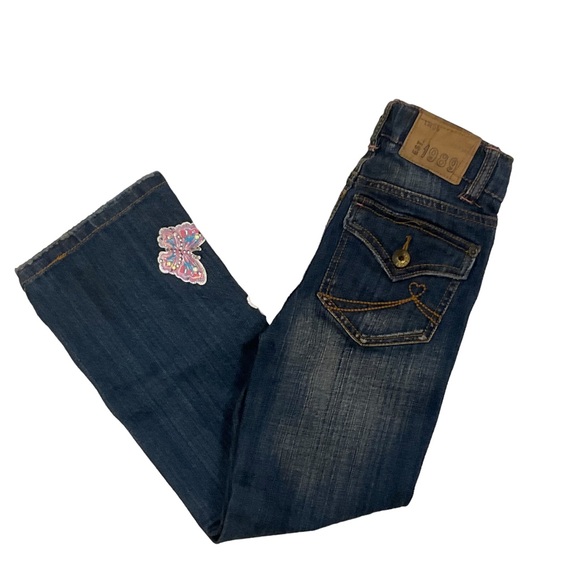 Children’s Place Bootleg Butterfly Jeweled Jeans NWT Size 6 Denim - Picture 12 of 14